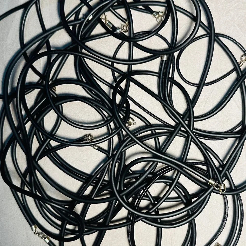 22” Black Cord Necklace - Unisex | 925 Silver Clasp | Minimalist | Great…